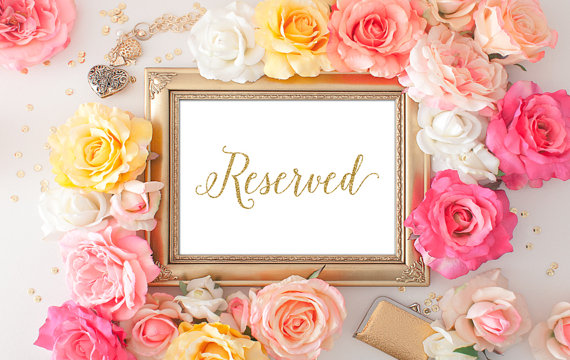 Mariage - 75% OFF SALE Reserved Signs for Wedding - 5x7 Gold Wedding Decor, Wedding Reserved, Printable Wedding, Reception Decor, Reserved Seating