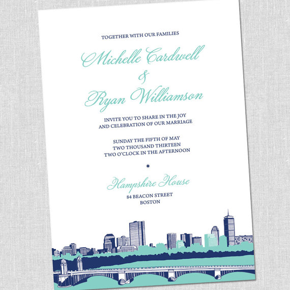 Hochzeit - Bold Boston Wedding Invitation Set - SAMPLE SET