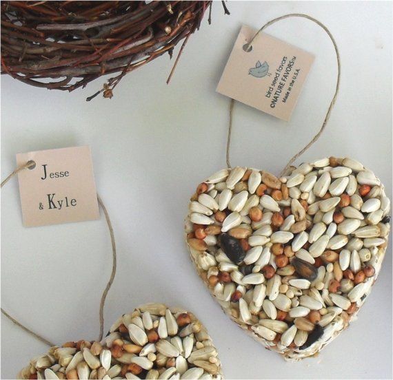 Свадьба - 100 Bird Seed Heart Favors For Wedding Favors, Bridal Shower Favors, Or Garden Gifts