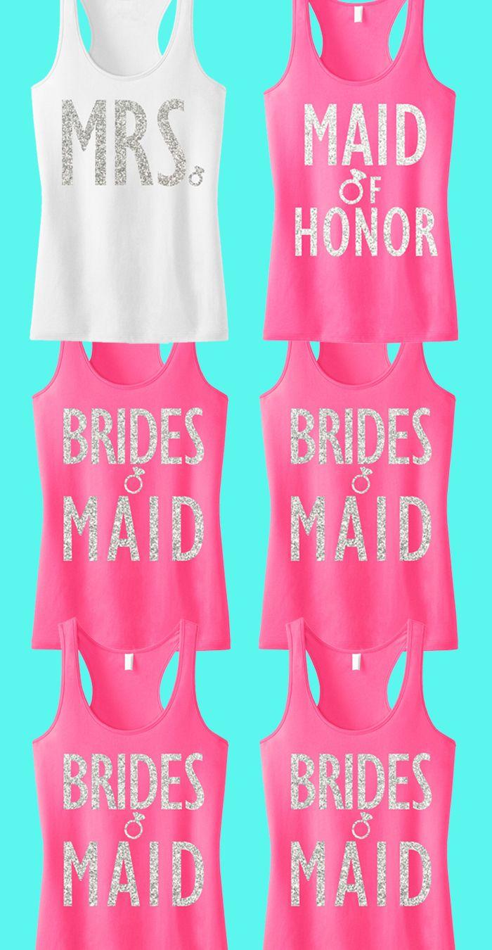 Mariage - BRIDAL WEDDING 6 Tank Tops 15% Off Bundle, Mrs Shirt, Bridesmaid Tank, Maid Of Honor Shirt, Wedding, Mrs, Bridesmaid, Maid Of Honor, Bridal