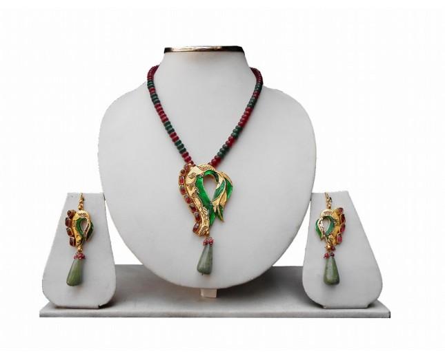 Mariage - Peacock Design Beads Pendant Set