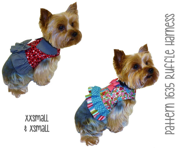 Hochzeit - Ruffle Dog Harness Pattern * XXSmall & XSmall * Dog Clothes Sewing Pattern * Dog Harness Vest * Dog Harness Pattern * Dog Shirt * Dog Vest