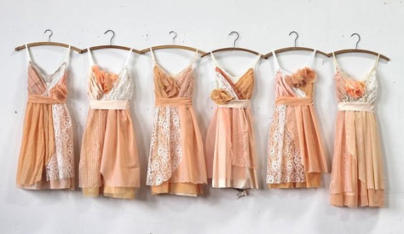 Hochzeit - Custom Peach Bridesmaids Dresses