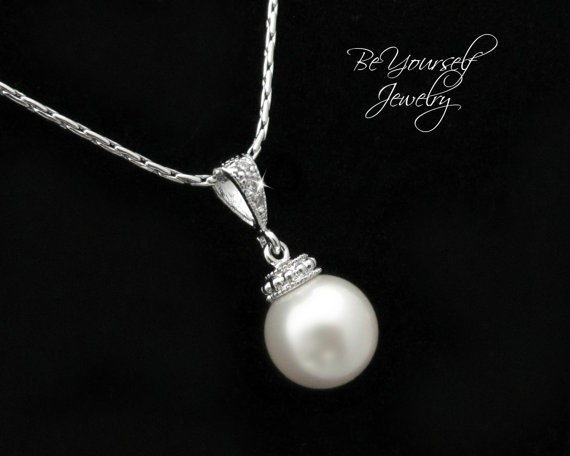 زفاف - Pearl Bridal Necklace Swarovski Pearl Necklace Round White Cream Pearl Necklace Bridal Jewelry Bridesmaid Gift Wedding Jewelry Pearl Jewelry