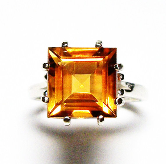 زفاف - Citrine, AAA citrine, citrine ring, princess citrine, engagement ring, birthstone ring, solitaire ring, orange, s 6 3/4  "Butternut"