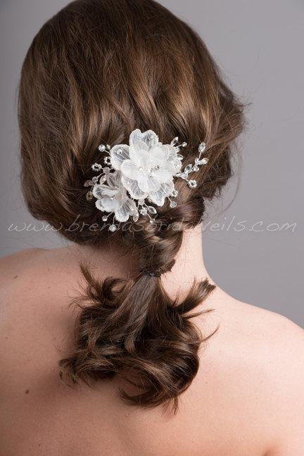 Wedding - Bridal Flower Headpiece, Bridal Rhinestone Hair Comb, Wedding Flower Hair Comb - Rosemary