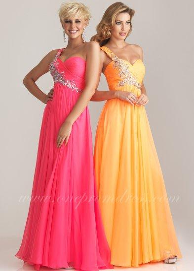 زفاف - Night Moves Beaded One Shoulder Prom Dress Style 6737 Orange