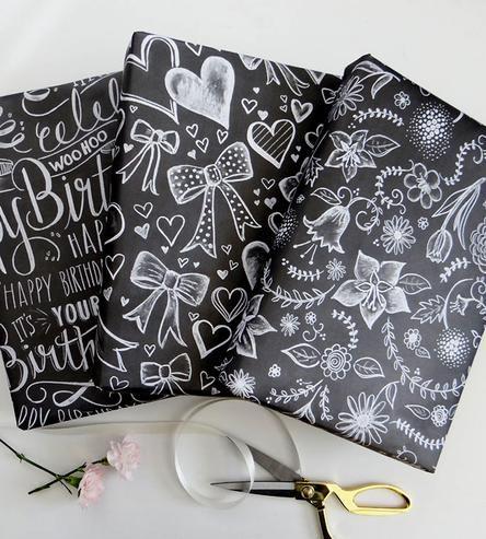 Wedding - Assorted Chalkboard Art Wrapping Paper Sheets