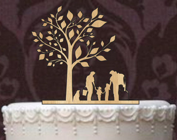 Wedding - Rustic Wedding Cake Topper, Personalized Cake Topper, Funny wedding cake topper, silhouette cake topper, custom cake topper, Tree of life
