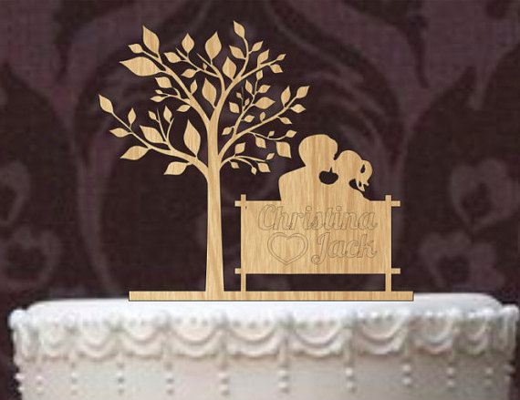Wedding - Rustic Wedding Cake Topper, Personalized Cake Topper, Funny wedding cake topper, silhouette cake topper, custom cake topper, Tree of life