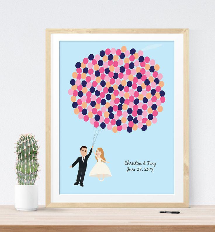 Hochzeit - Wedding Sign Guest Book Alternative Print With Couple Portrait, Fun Modern Wedding Sign