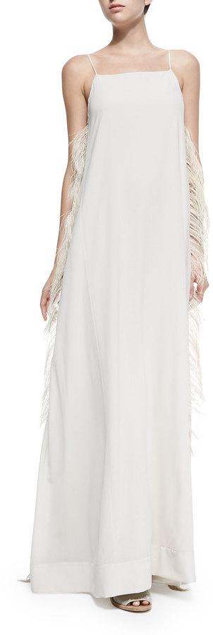 Wedding - Brunello Cucinelli Strappy Gown w/ Ostrich Feather Sides