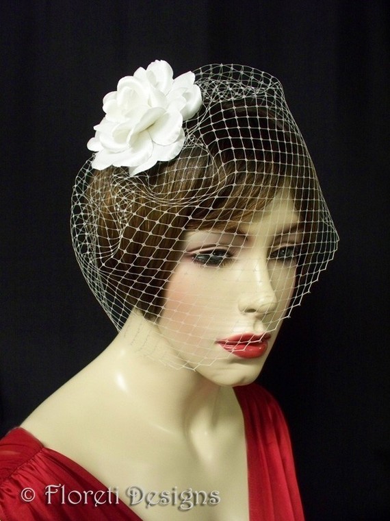 Mariage - Birdcage Wedding Veil White French Blusher 9in -Ready Made