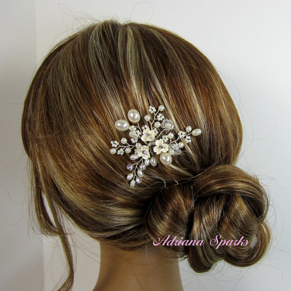 Wedding - Bridal Flower Hair Pin, Candice hair Pin, Wedding Hair Accessories, Bridal Head Piece, Bridal hair Pin, Bridal Headpieces,