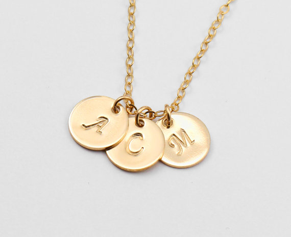 Mariage - 3 Initial Necklace, Personalized Jewelry, 14k Gold or Sterling Silver Personalized Monogram Necklace, Monogrammed Gift, Celebrity Inspired