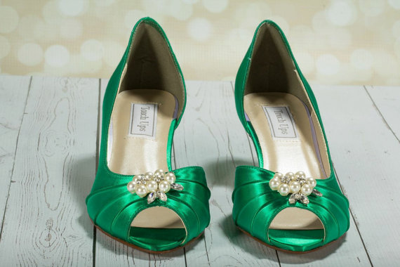 زفاف - 1 3/4 Inch Heel Shoe - Emerald Green Shoe - Emerald Green Wedding Shoe - Emerald Green Wedding - Choose From Over 200 Colors For This Style