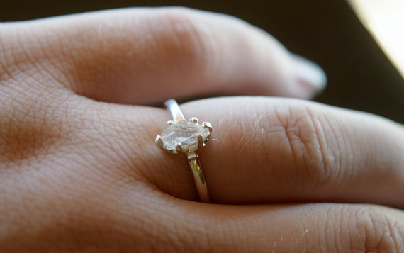 زفاف - Engagement Ring Rough Diamond Jewelry Natural and Uncut Diamond Wedding Band Quartz Ring Sterling Silver Wedding Band Herkimer