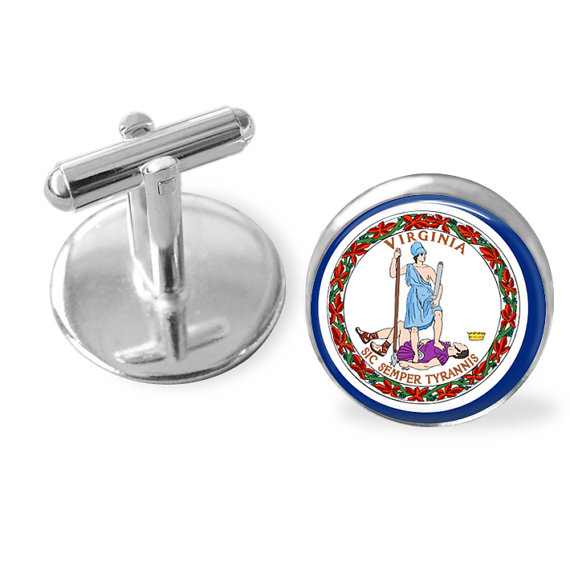 Hochzeit - VIRGINIA STATE Flag Cufflinks / Virginia cuff links /  VA flag cufflinks / state flag jewelry / Groomsmen Gift / Personalized Gift for Him /