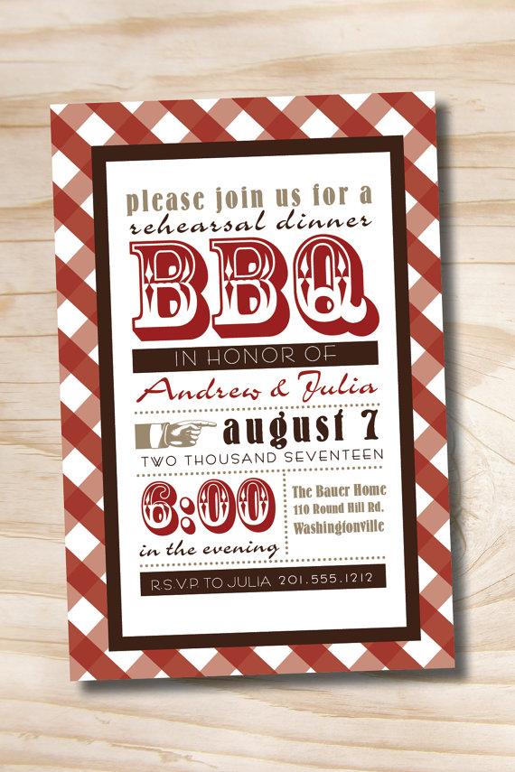 زفاف - Gingham Poster BBQ Barbeque Engagement Party / Rehearsal Dinner Party Invitation - You Print