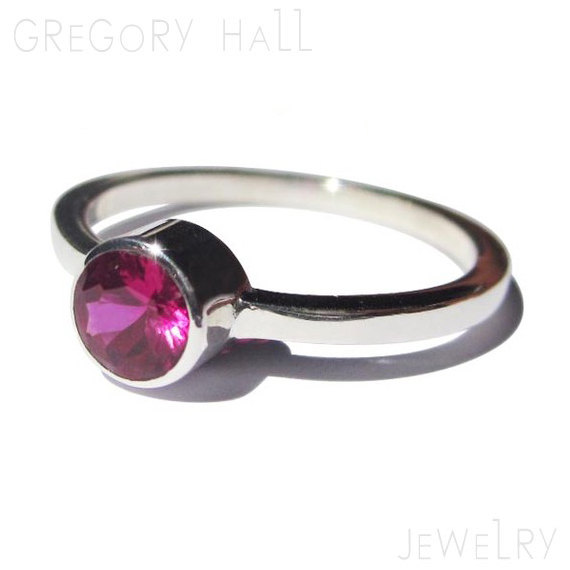 زفاف - Natural Ruby Ring 14k White Gold Engagement Ring