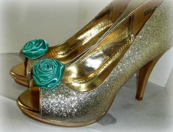 زفاف - Wedding Shoe Clips, Rose Shoe Clips, Aqua Roses, Bridal Wedding, Bridal Shoe Clips for Wedding Shoes, Bridal Shoes, Special Occassion