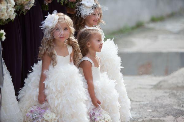 Wedding - Fluffy Flower Girls With Mini Veils