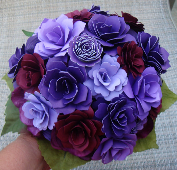 زفاف - Paper  Flower Summer  Wedding Bouquet /Bridesmaids/ Rehearsal bouquet / Toss Bouquet  7 to 8 inch
