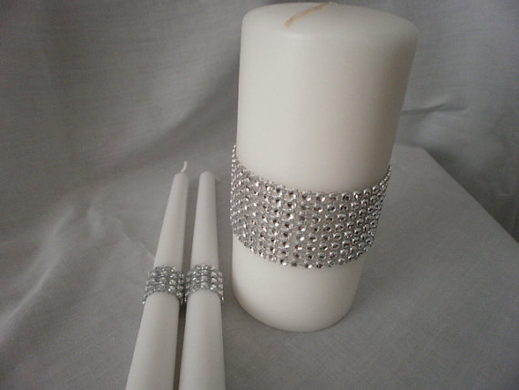 زفاف - Unity Candle Set, White Wedding Candles