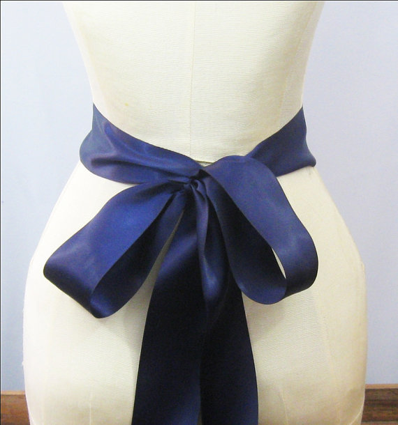 Hochzeit - Navy Blue Ribbon Sash - 2.25 inch width x 144 inches/4 yard length -Wedding Sash, Bridal Sash, Plain Sash, Navy Blue Sash, Bridal Belt
