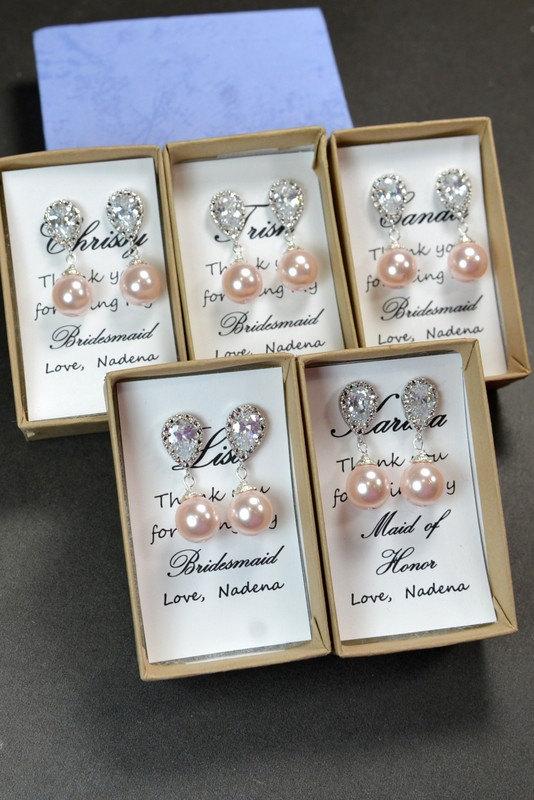 Wedding - Blush Pink Earings,Pink Bridesmaid Earings,Pink Earrings,Blush Pink Earring,pink Earings,Bridesmaid Jewelry,will you bemy bridesmaid card