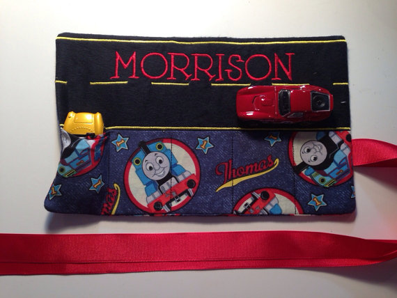 Mariage - Personalized Boys Car Roll Hotwheel Holder Matchbox Roll You choose fabric Great for Gifts Flower Girl Ring Bearer