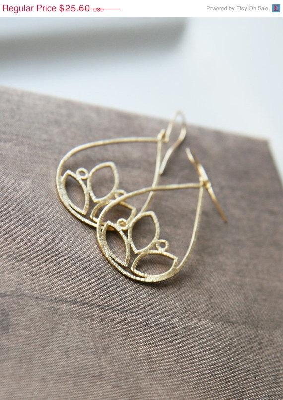 Wedding - ON SALE Gold Earrings,Bridesmaid Earrings,Bridal Jewelry,Dangle Earrings,Wedding Earrings,Long Earrings,Simple,Valentines Day,Valentines Gif