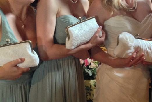 Wedding - Lace Bridal Clutch, Ivory Bridal Clutch, Chocolate Clutch, Navy wedding purse, Silver bag, Black evening purse {Chantilly Lace Kisslock}
