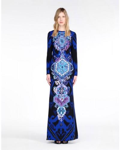 Wedding - EMILIO PUCCI Blue Royal Print Long-Sleeves Dress Sale