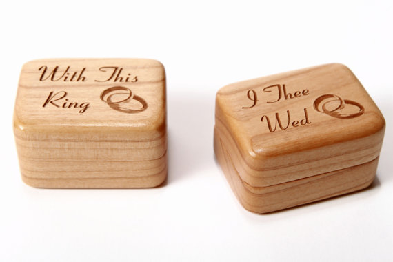 Mariage - Custom Engraved Ring Boxes, Personalized Ring Storage Boxes, Wedding Ring Boxes, Ring Bearer Pillow Alternative, Ring Holder, 2 Ring Boxes