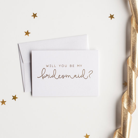 Mariage - Gold Foil Will You Be My Bridesmaid card - bridal party card, foil stamped notecard, wedding party card, bridal party, bridesmaid invitation