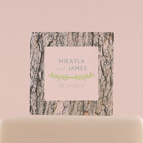 Mariage - Woodland Pretty Personalized Clear Acrylic Block Cake Topper