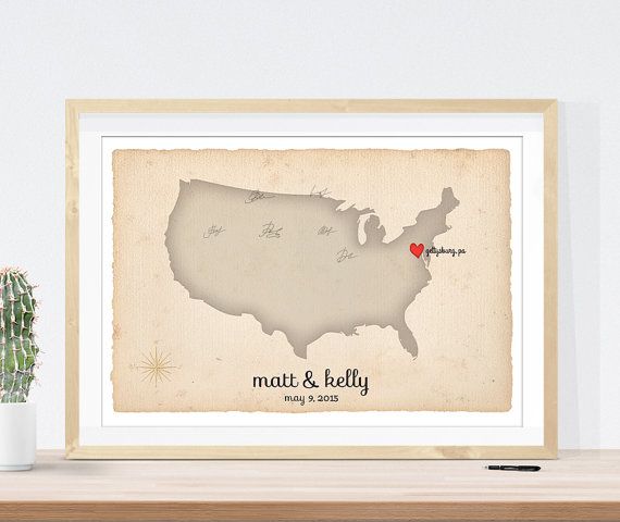 Mariage - Wedding Guest Book Map Print Travel Guest Sign In Board, United States Map Guestbook Idea Customized Map