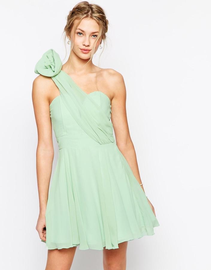 Wedding - TFNC Prom One Shoulder Dress With Corsage Detail