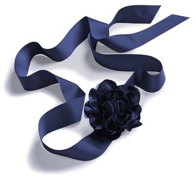 Wedding - Navy Single Flower Sash Belt