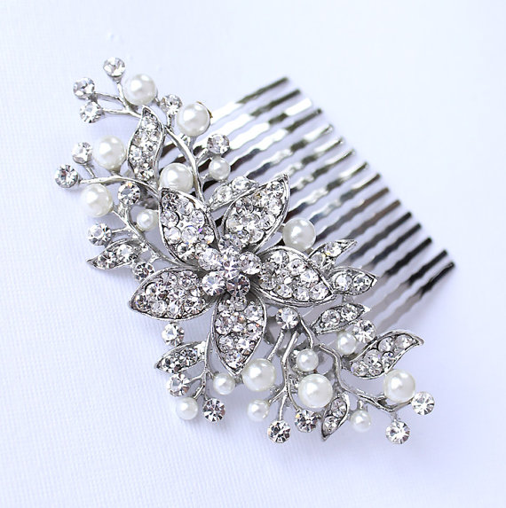 زفاف - Hair Comb Crystal Pearl Comb Bridal Accessories Gatsby Old Hollywood Wedding Hair Combs Crystal Wedding Jewelry Accessory Rhinestone Combs