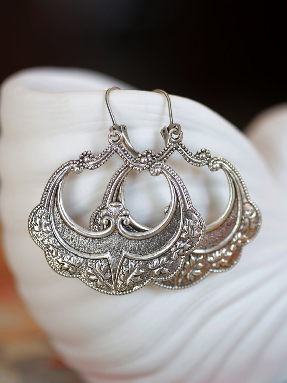 Hochzeit - Silver  Earrings,Earrings,Jewelry Gift, Silver Earrings, Silver Faceted Earring,Wedding,Bridal, Bridesmaid Gift