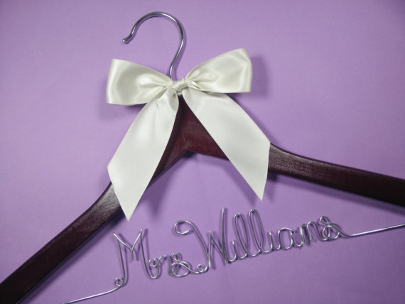 Mariage - Custom Bridal Hanger Personalized Wedding Hanger, bridesmaid gifts, name hanger, brides hanger bride gift,bride hanger for wedding dress