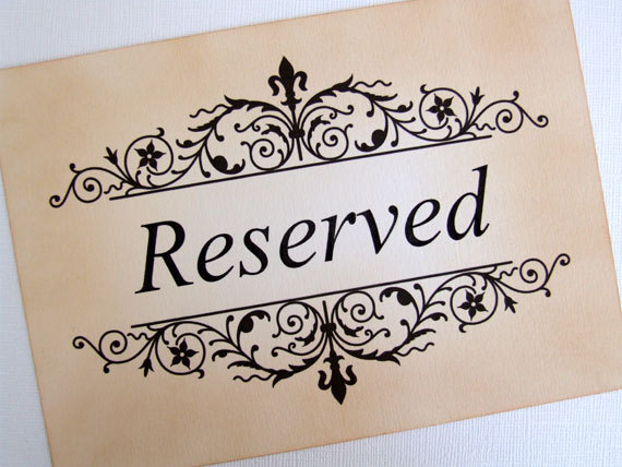 Wedding - Wedding Reserved Seating Sign, Reserved Sign, Vintage Style Wedding Ceremony Sign, Reserved Reception Signage, Choice of Font Matching Items