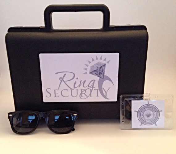 زفاف - Ring Security Briefcase, Badge, Sunglasses (Silver) -- Ring Bearer Pillow Alternative