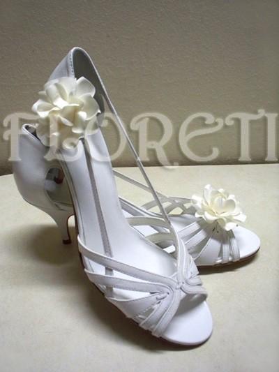 Hochzeit - Couture Audrey Ivory Satin Gardenia Bridal Shoe Clip Accessories Set of 2 -Ready Made