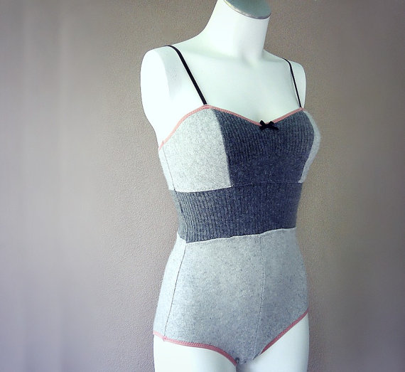 Mariage - Cashmere playsuit - one piece lingerie, wool underwear