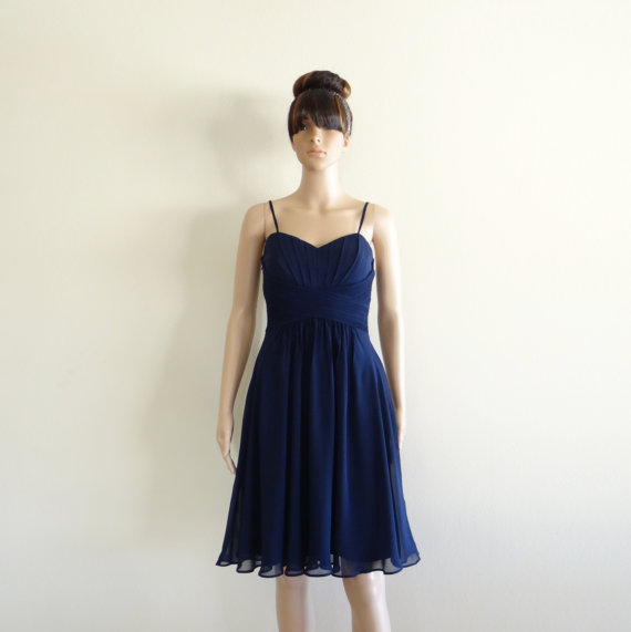 Hochzeit - Navy Blue Bridesmaid Dress. Evening Dress. Party Dress