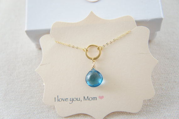 زفاف - London blue quartz and gold vermeil circle necklace, gift, holiday, pendant, wedding, layered necklace, trendy