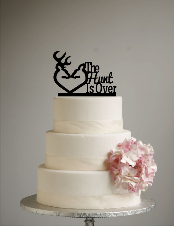 Wedding - Deer Wedding Cake Topper - The Hunt is Over - wedding date - grooms cake  - shabby chic- redneck - cowboy - outdoor - western - rustic